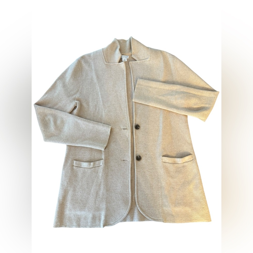 J. Crew Cream Lightweight Wool-Blend Coat Jacket